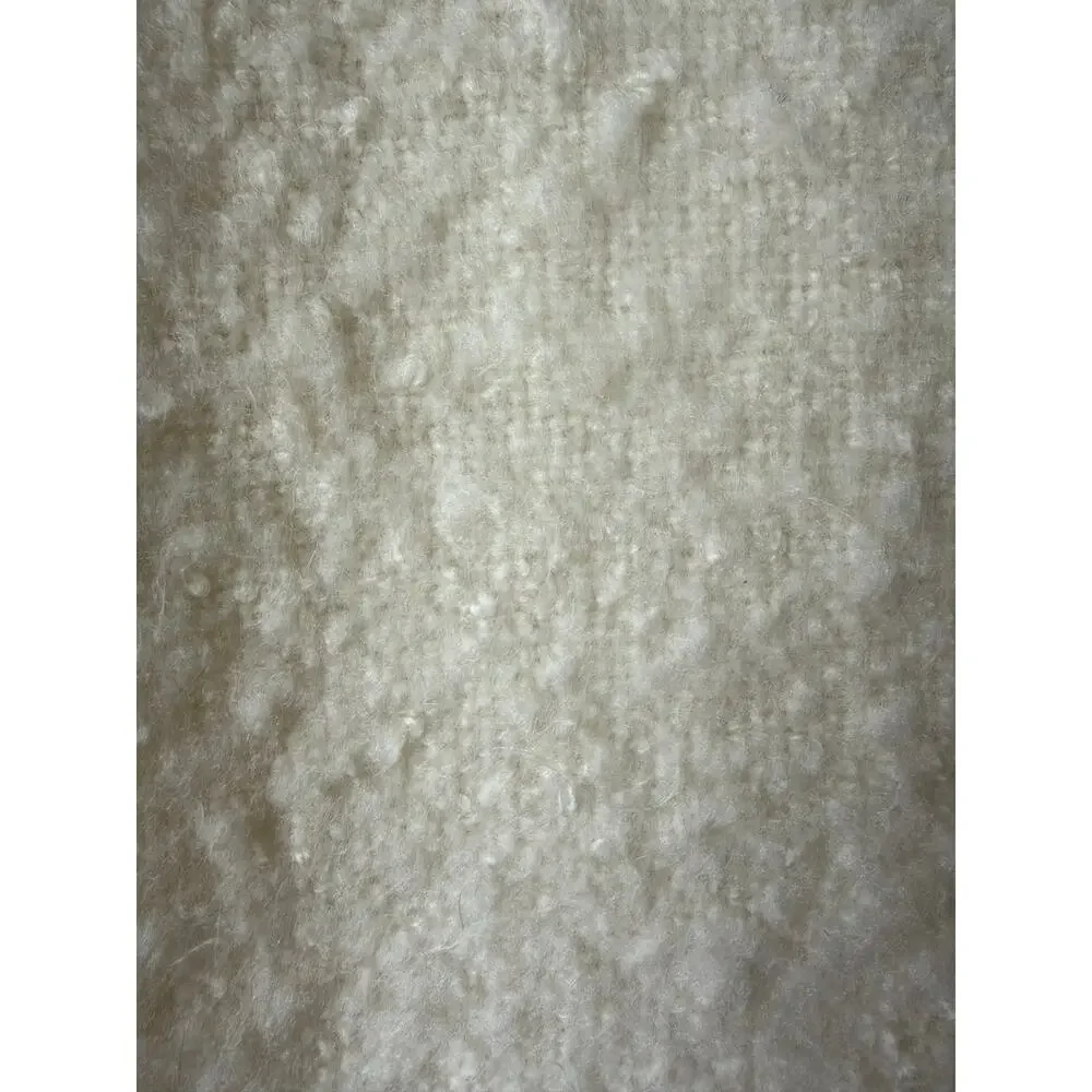 Soft Surroundings Ivory Bouclé Fringe Throw Blanket 50x70 Cozy Cottage Home